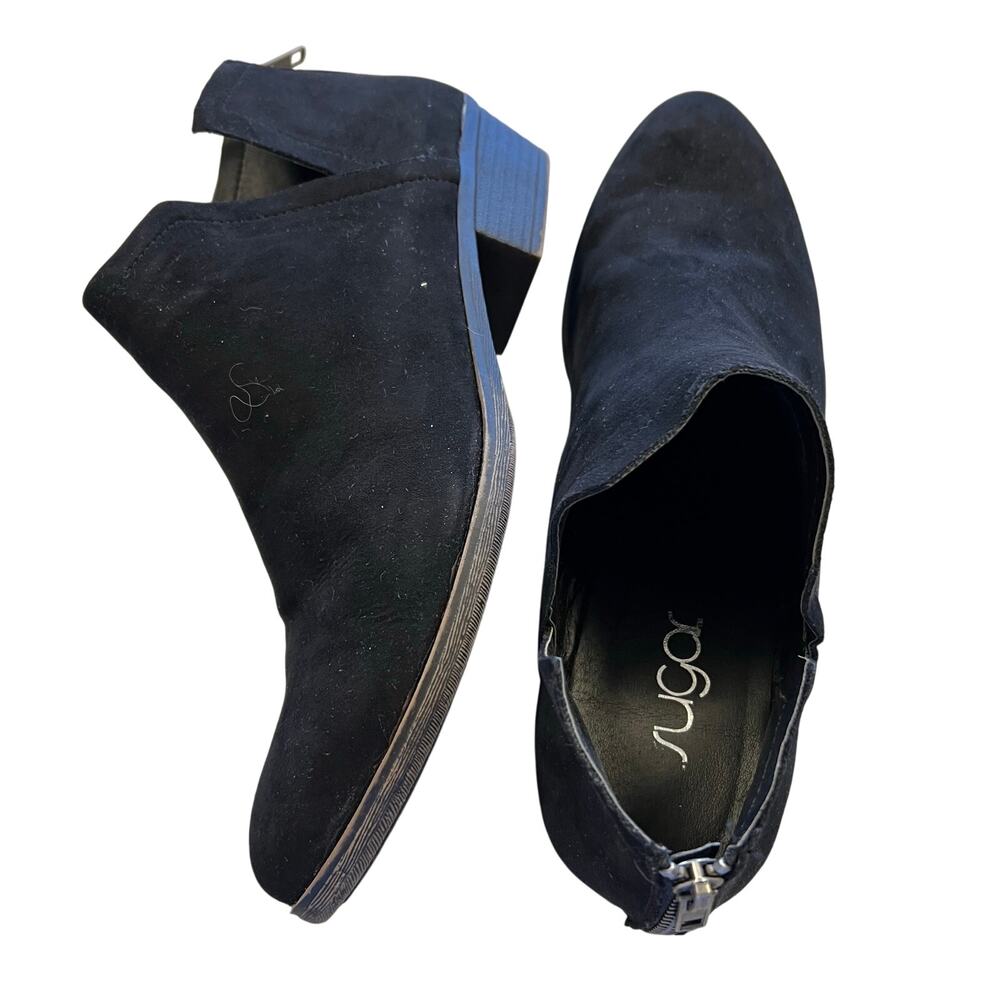 Sugar Tessa Black Faux Suede Ankle Booties Size 11